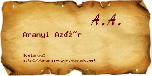 Aranyi Azár névjegykártya